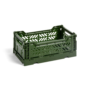 Caisse Crate S Kaki en plastique 100% recyclé.Pratique pour tout ranger. Ces caisses sont adapté pour les denrées alimentaires