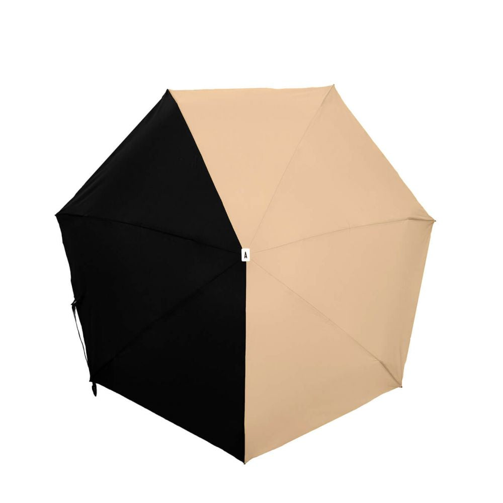 Mini parapluie bicolore Beige / Noir – micro & solide – ALICE